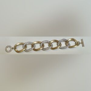 14kgp on Sterling 925 TA hallmark wide link toggle CZ diamonds 44.8 gm -GORGEOUS